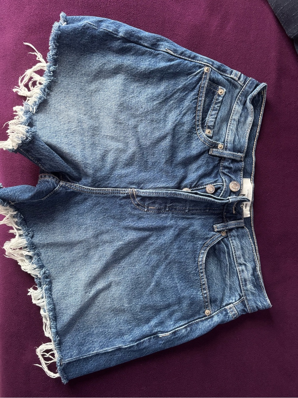 Dynamite Light Blue Frayed Hem Denim Shorts